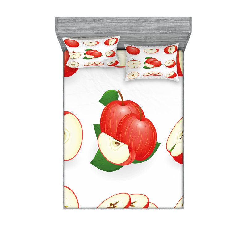 Drap-housse et coussin décoratif Ambesonne Sweets, crème écarlate, Ensemble de draps pour taille de lit très grand +