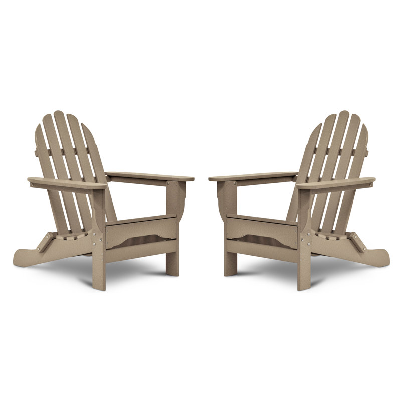 Hartington Poly Lumber Outdoor Adirondack Chair, Weathered Wood