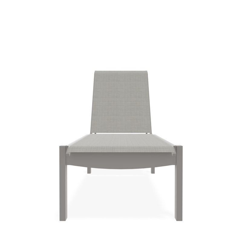 Chaise longue sans accoudoirs empilable en polymère avec accoudoirs Leeward, Diacre, Gris chaleureux