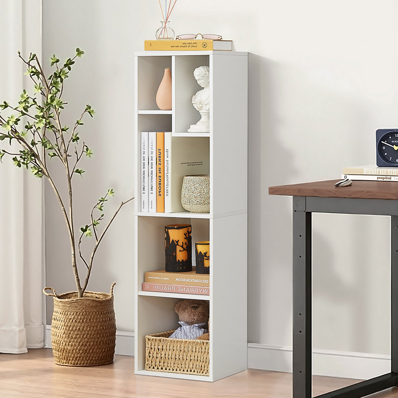 Bibliothèque de rangement Emmuela, Blanc, (5 tablettes) H 42,2 po x l 11,8 po x P 9,5 po