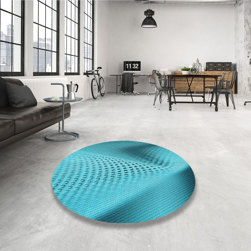 Tapis 100% à motifs lavables à la machine 2989 WSH-PAT1223-LBLU, Rond 6 pi