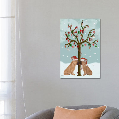 Bouledogue français et arbre de Noël par Fab Funky - impression sur toile tendue