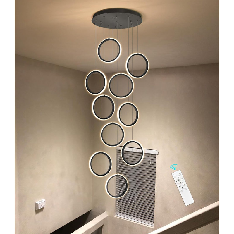 Modern Led Chandelier, Matte Black