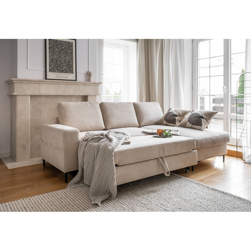 Lofty Lilly 4 seater Corner Sofa Bed, Right Hand Facing, Beige