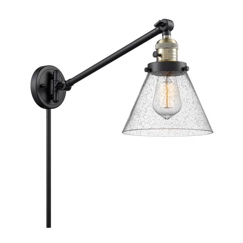 Lampe murale avec bras pivotant 1 lumière Andrella, Ampoule incandescente rétro à intensité réglab, Grainé