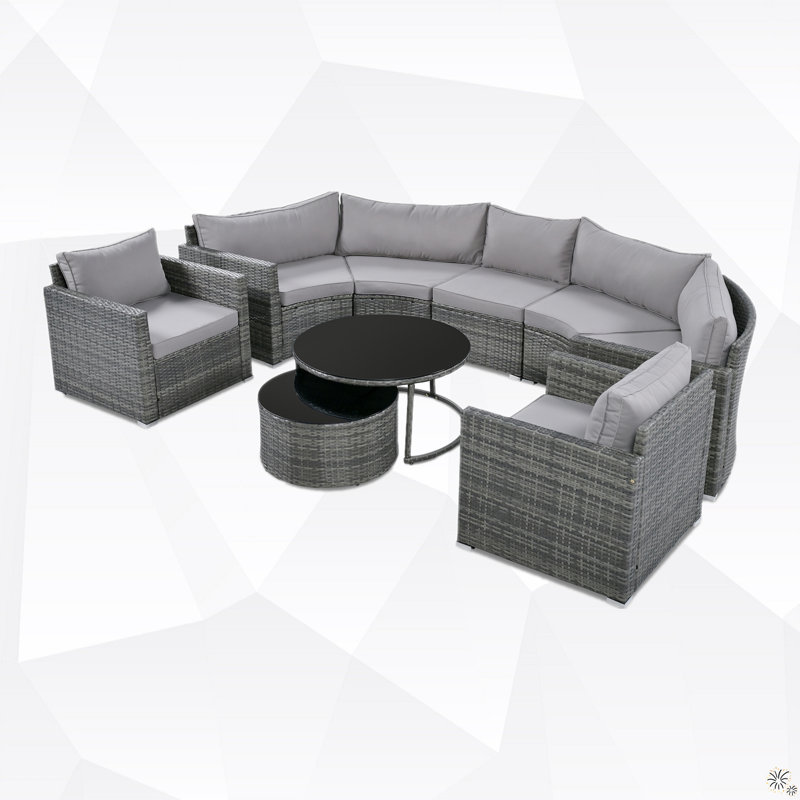 Ensemble de conversation modulaire avec coussins 9 pièces Cirilla