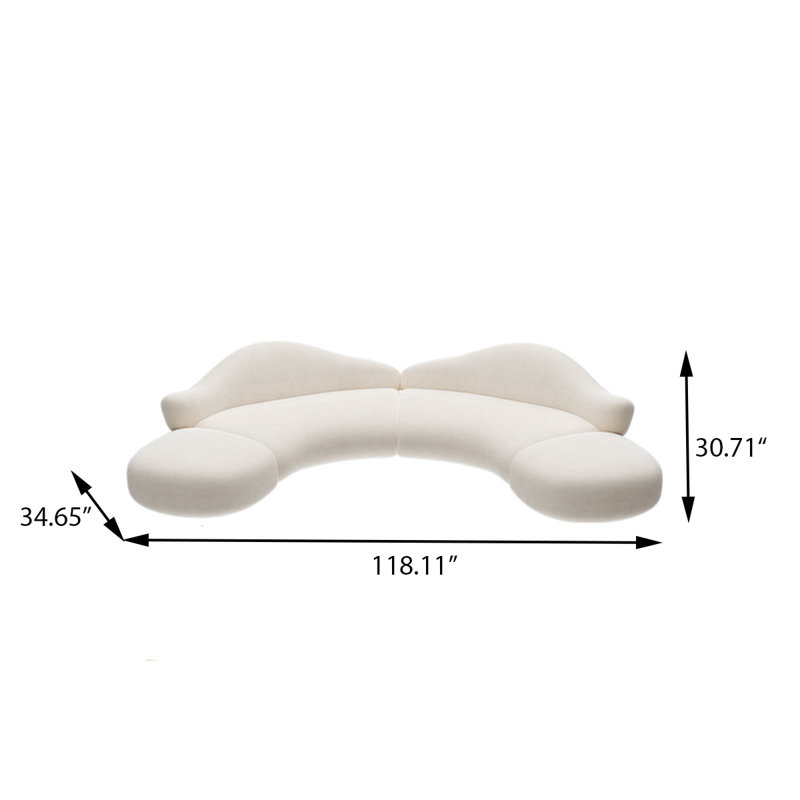 Canapé 118,11 po en chenille blanche minimaliste moderne, H 30,71 po x l 118,11 po x P 34,65 po, 3