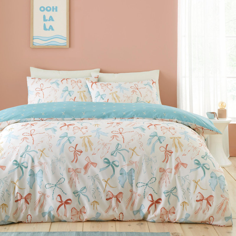 Cotton Blend Geometric Duvet Cover Set with Pillowcases Included, Double Duvet Cover + 2 Standard Pillowcases