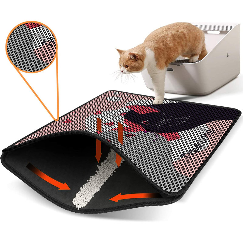 Tapis pour litière de qualité supérieure, 18 po x 24 po | 50% PVC / 50% polyester, lavable à la machine et passer l'aspirateur | Conception durable et facile à nettoyer pour les propriétaires d'animaux de compagnie | Protégez vos planchers des dégâts de la litière