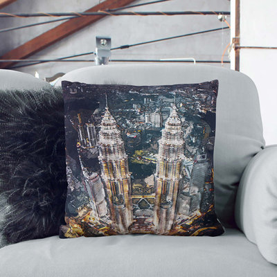 Petronas Towers in Kuala Lumpur Cushion with Filling
