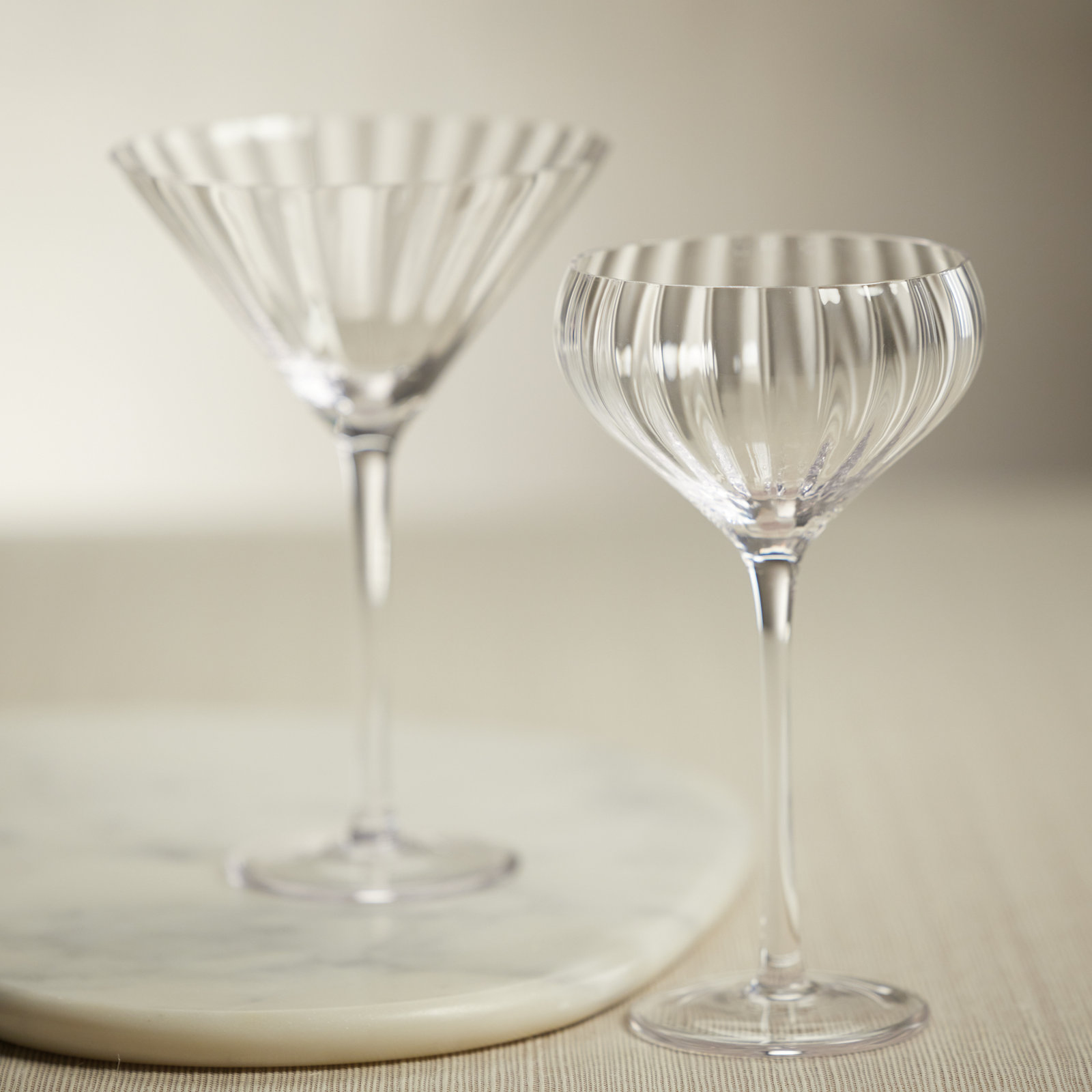 Boulder Ribbed Coupe Glass, Clear