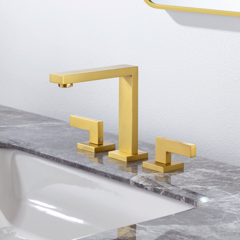 Widespread 2-handle Bathroom Faucet with Drain Assembly, Brushed Gold