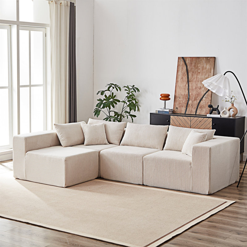 Canapé modulaire rembourré modulaire en L, Beige