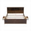 Lit plateforme très grand en bois avec tête de lit multi-rangement, USB et tiroirs-1962169473