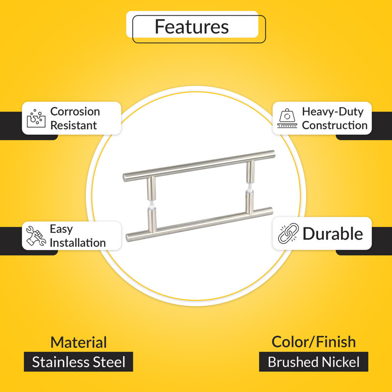 Pull Handle Back To Back Pull Handles Ladder Style Brushed Nickel Finish, Brushed Nickel
