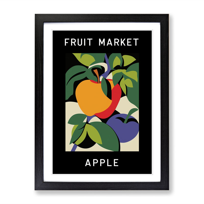 Apple Fruit Market Exhibition Vol.4 - Single Picture Frame Print on Wood, 46cm H x 34cm W x 2cm D