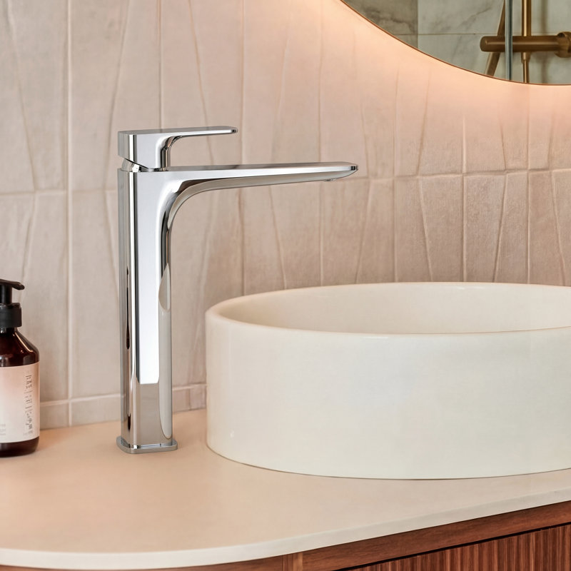 Single Hole Vessel Bathroom Faucet, Single Handle Vessel Bathroom Sink Faucet with Drain Assembly, Chrome