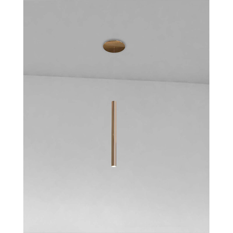 Lungo Pendant, 1.6"W x 23.6"H, Rose Copper