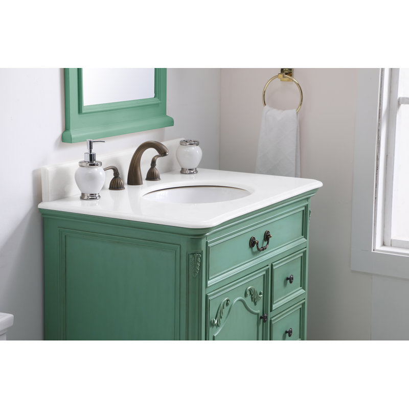 Ensemble de meuble-lavabo simple 32 po Angelique, Menthe rétro, Blanc pur