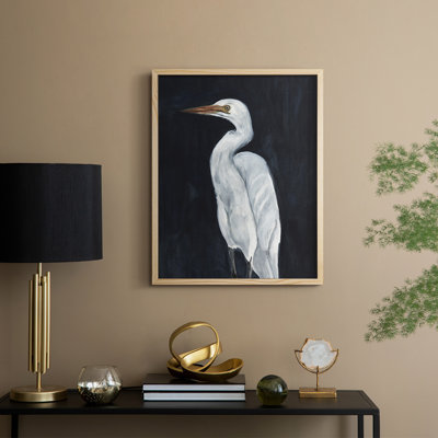Calm Great Egret I, reproduction encadrée - bois massif