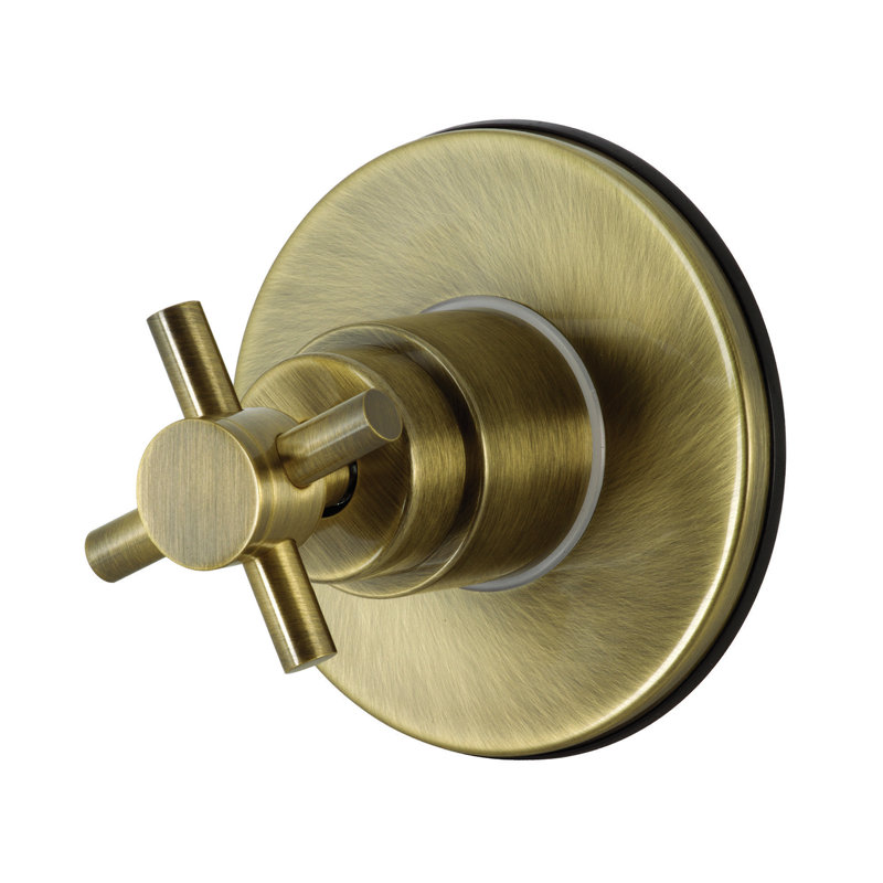 Kingston Brass Concord Single-Handle Wall Mount Three-Way Diverter Valve with Trim Kit, Antique Brass