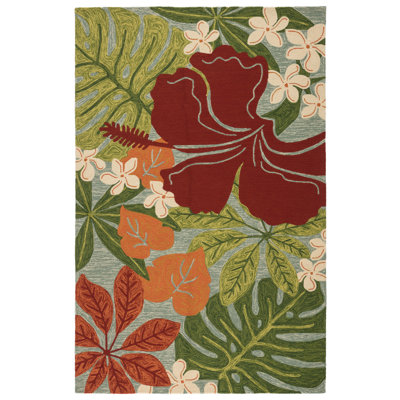 Tapis intérieur / extérieur vert touffeté à la main Artemi