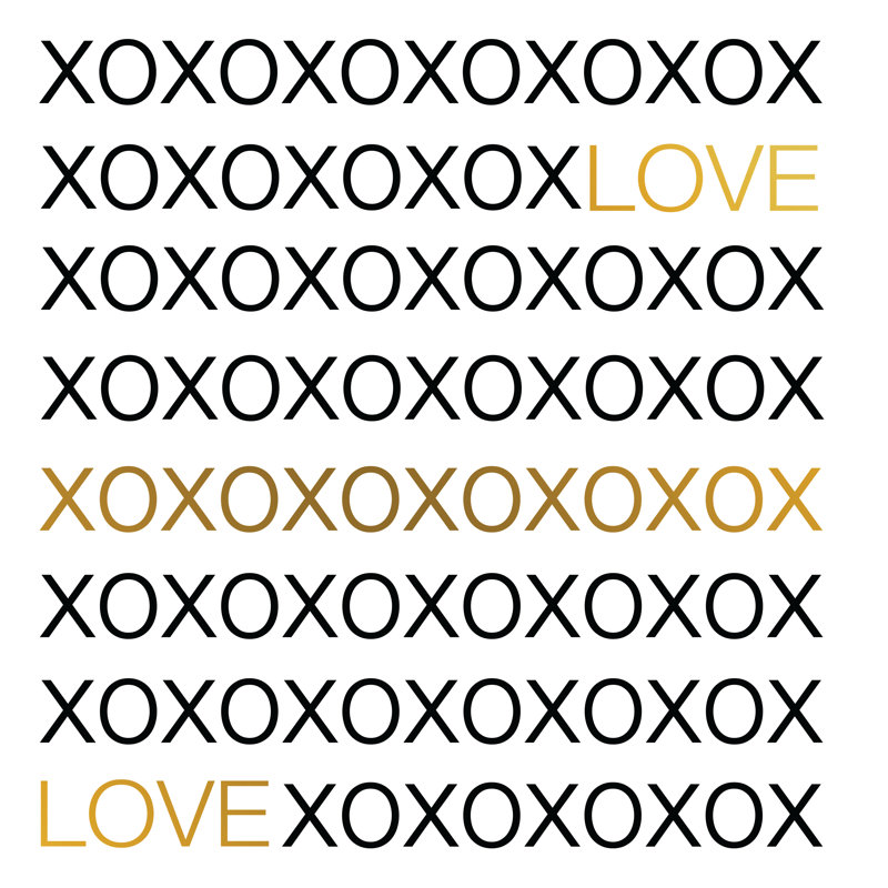Love Hugs And Kisses - Wrapped Canvas Print, 30cm H x 30cm W 