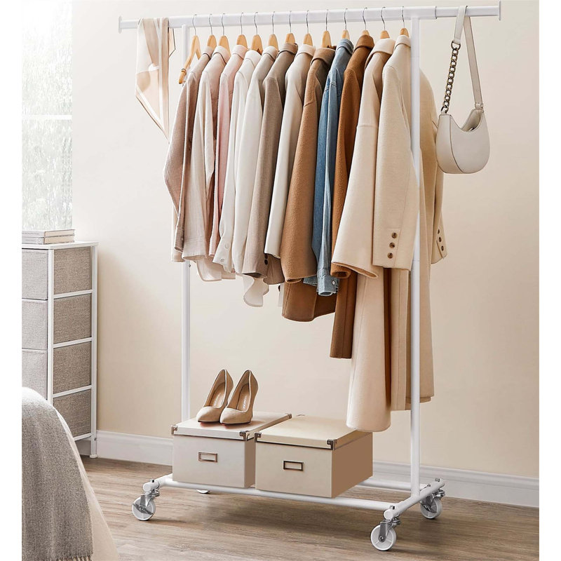 Bonville Adjustable Rolling Clothing Rack, White