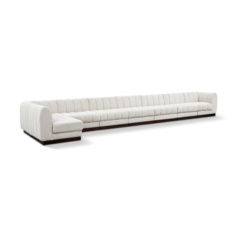 Canapé modulaire rembourré 8 pièces Quinn, Tissu chenille crème