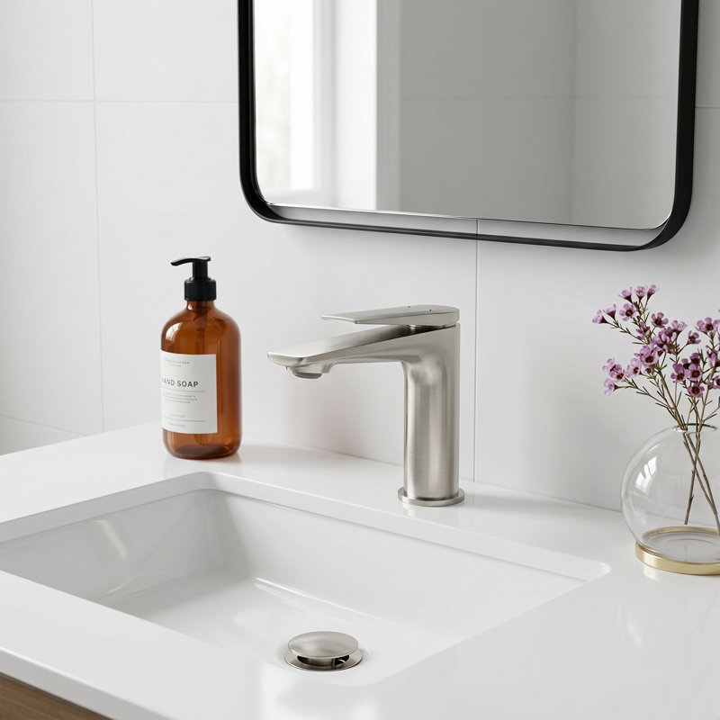 Robinet de lavabo de salle de bain à poignée simple 5,7 po de hauteur, laiton massif sans plomb avec aérateur amovible