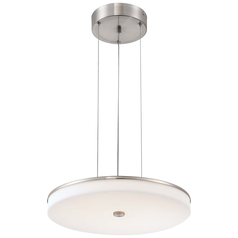 Brushed Nickel LED Pendant Light with White Acrylic Shade