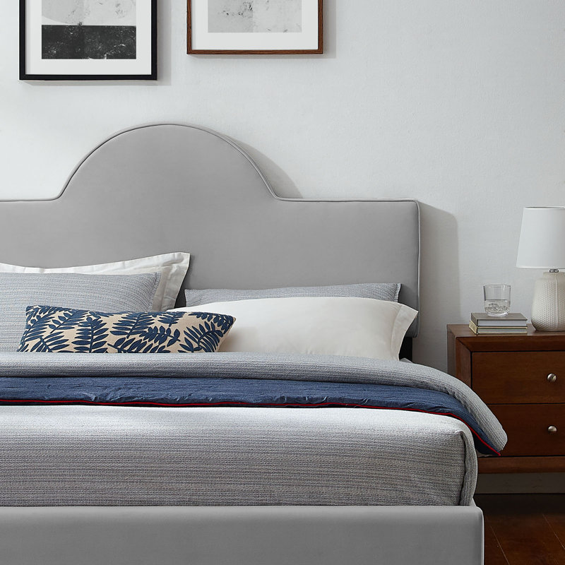 Sunny Performance Velvet Twin Bed In Light Grey, Full / Double, Light Grey