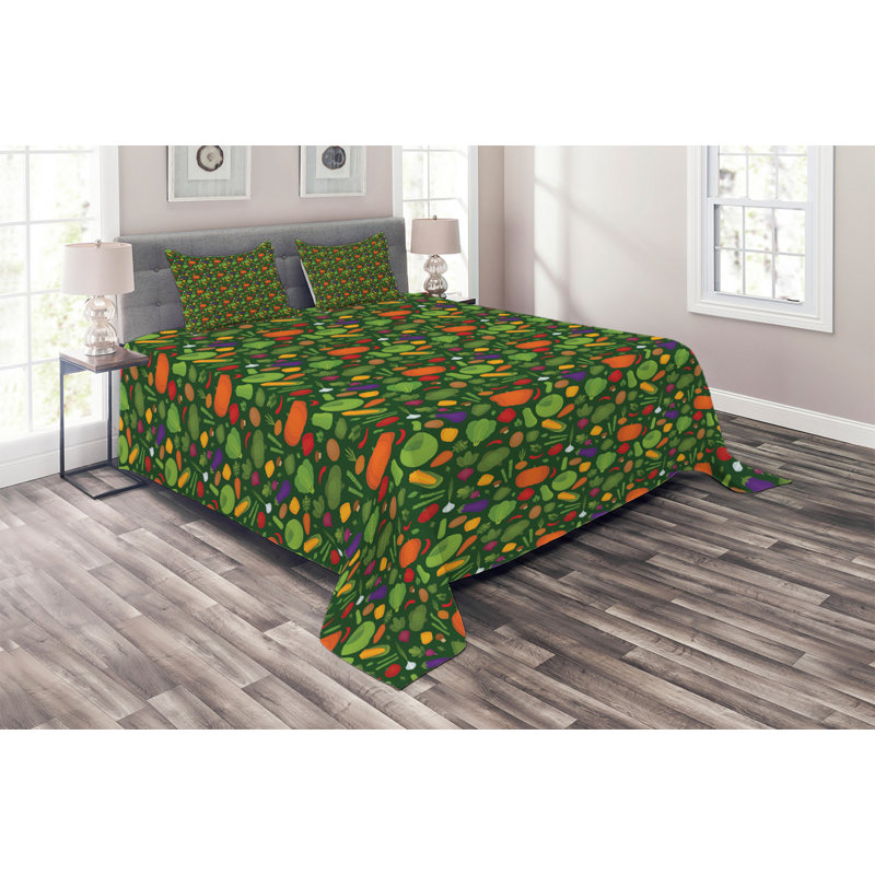 Vegetables Polyester Coverlet, King Bedspread + 2 Shams