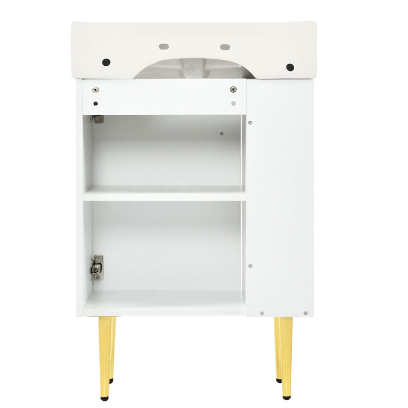 Armoire de salle de bain de 21,6 po, blanche, avec rangement généreux et porte à fermeture en douceur, méthode d'installation simple dévoilant un grand intérieur