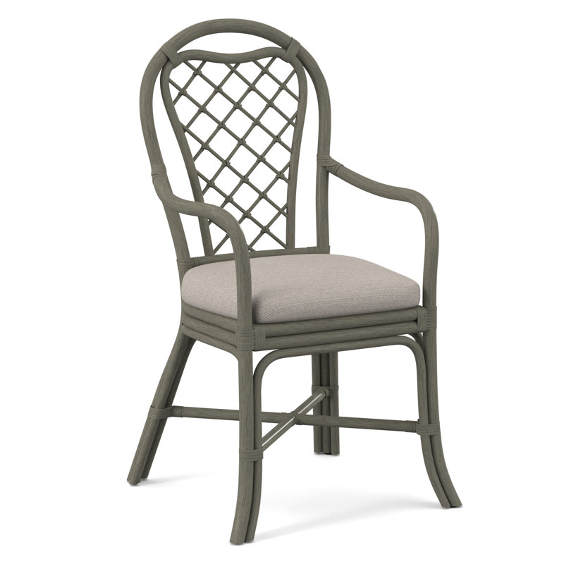 Trellis Dining Arm Chair, Greystone, White Textured Performance; 0865-91