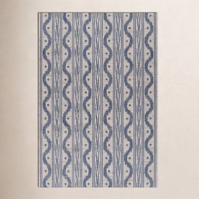 Karini Blue White Ikat Outdoor Rug
