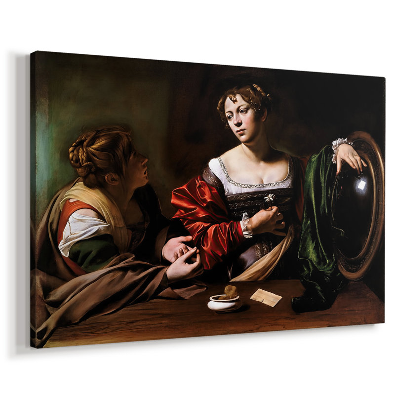 Martha and Mary Magdalene-Caravaggio-Gallery, toile tendue-c. 1598, 32x48