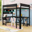 Lit mezzanine double avec bureau, tablettes, DEL et station de charge-1978525007