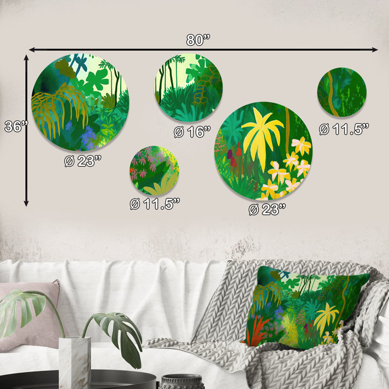 Ensemble de 5 décorations murales Flora VI