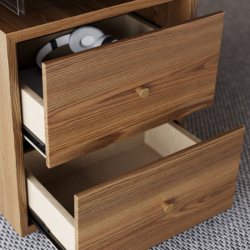 Bureau brun en bois massif rectangulaire avec 2 tiroirs, H 29,53 po x l 94,49 po x P 31,5 po, Gauche
