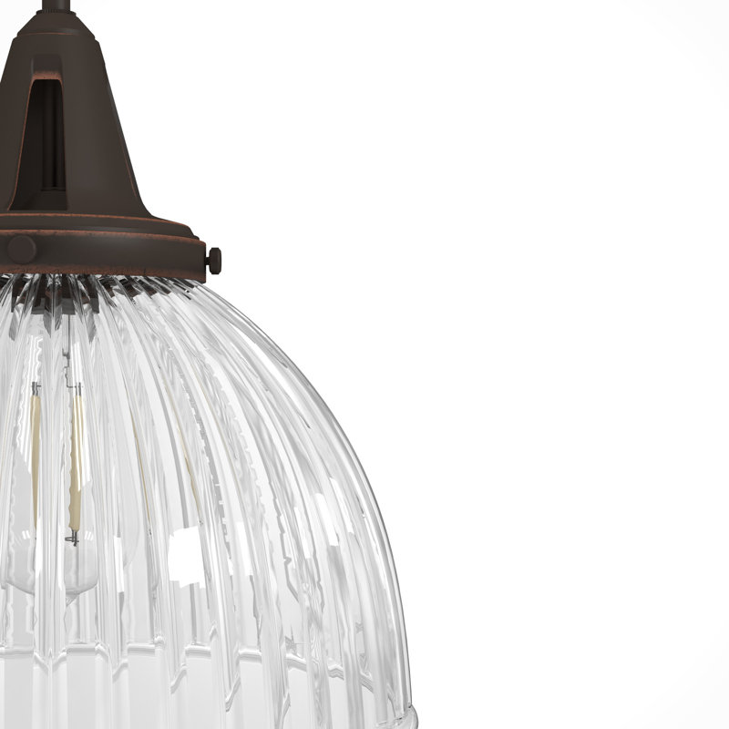 Cypress Grove 16'' Black and Clear Glass Pendant Light
