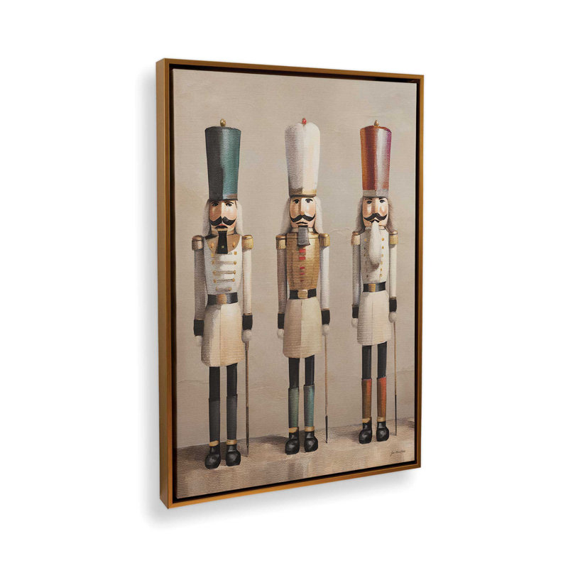 «Nutcracker Trio» par Jo Moulton, reproduction d'art, Floater Framed Print Canvas without Mat, H 49,5 po x l 37,5 po, Doré