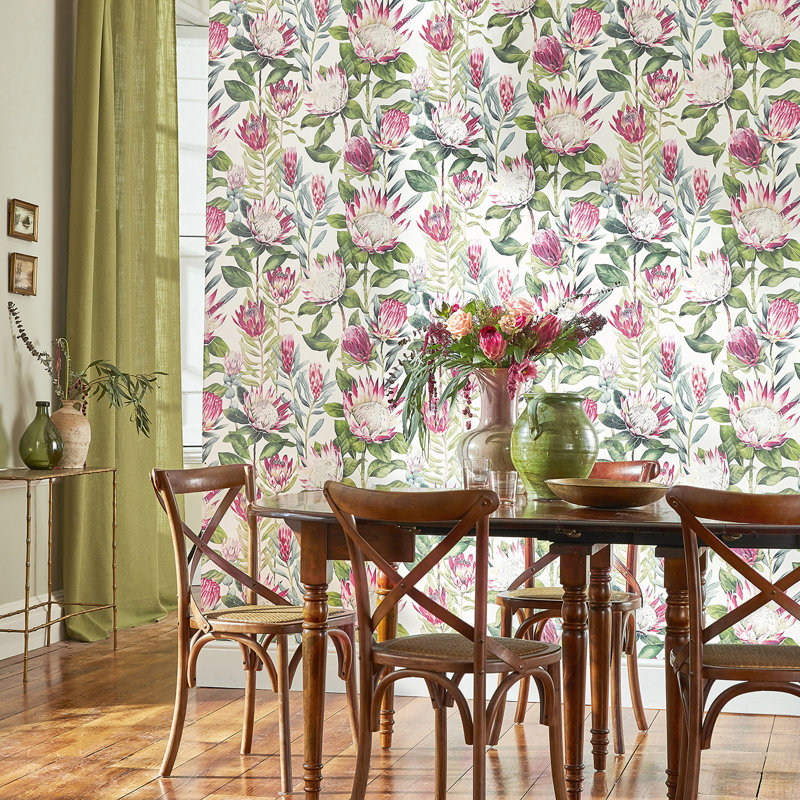 King Protea Wallpaper, Rhodera/Cream