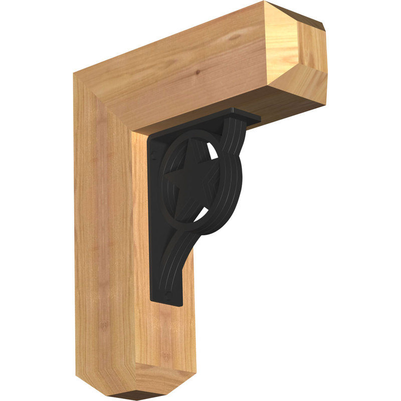 Austin 4" Triple Brace Craftsman Ironcrest Bracket, 16"H x 13 1/2"D, 3 1/2"W x 4"T Western Red Cedar (Smooth)