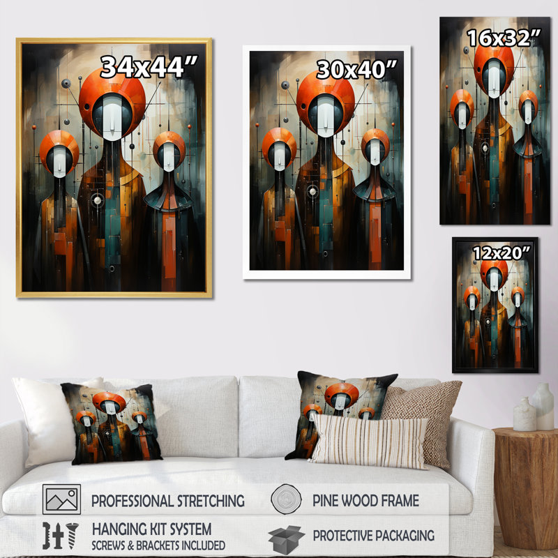 «Folk Religion Spirit Guardians Mask», impressions d'art mural, H 40 po x l 30 po x P 1,5 po, Cadre simple noir