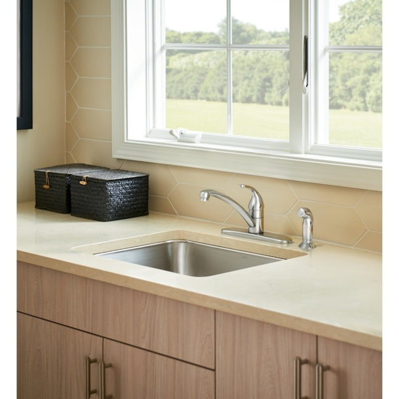 Moen Adler Single Handle Deck-mount Kitchen Faucet with Sprayer ( Deck Plate Included ) ( Side Sprayer Included )