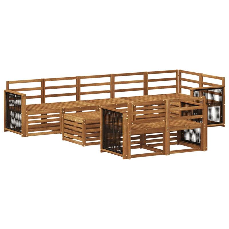 302 cm W Patio Corner Sofa, Natural/Black