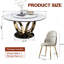 Table de salle à manger ronde 53 po 53 po avec plateau tournant à 360 ° lisse et résistant aux taches et à la chaleur, design minimaliste moderne pour la salle à manger, espace compact (4 chaises)-117812897