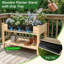 Lit de jardin surélevé en bois massif de 48 po de largeur avec plateau de récupération d'eau et tablette de rangement, bac à fleurs avec doublure de protection et trous de drainage pour la cour de patio