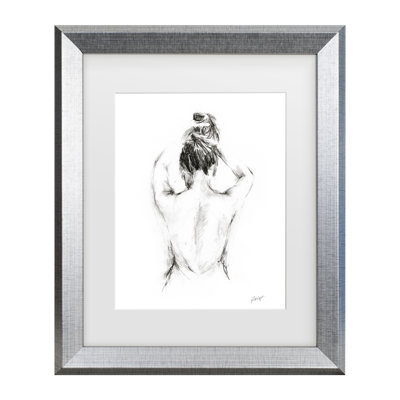 Framed Wall Art - Ethan Harper ‘Back Study I’ Wall Decor with Matted Frame - Living Room, Kitchen, and Bathroom Art - 16x20